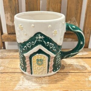 Brand New Green Gingerbread House Christmas Mug 22 oz